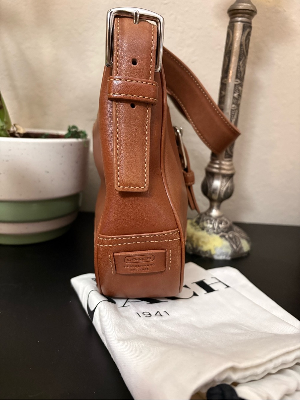 Vintage Coach Hampton Soho Leather Buckle Shoulder Bag 7584 Brown Y2K - Picture 3 of 5